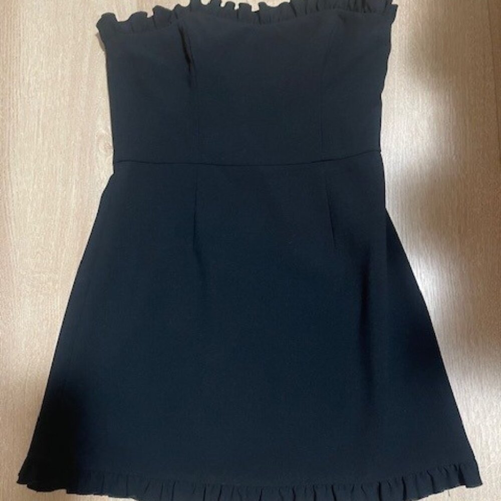 Dillards Fancy Strapless Black Mini Dress